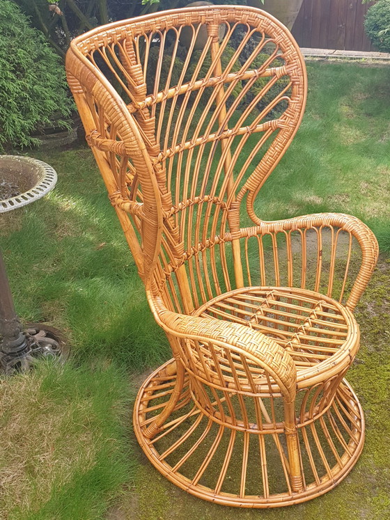 Image 1 of Beau Fauteuil Vintage En Rotin Gio Ponti Années 50 Bonacina