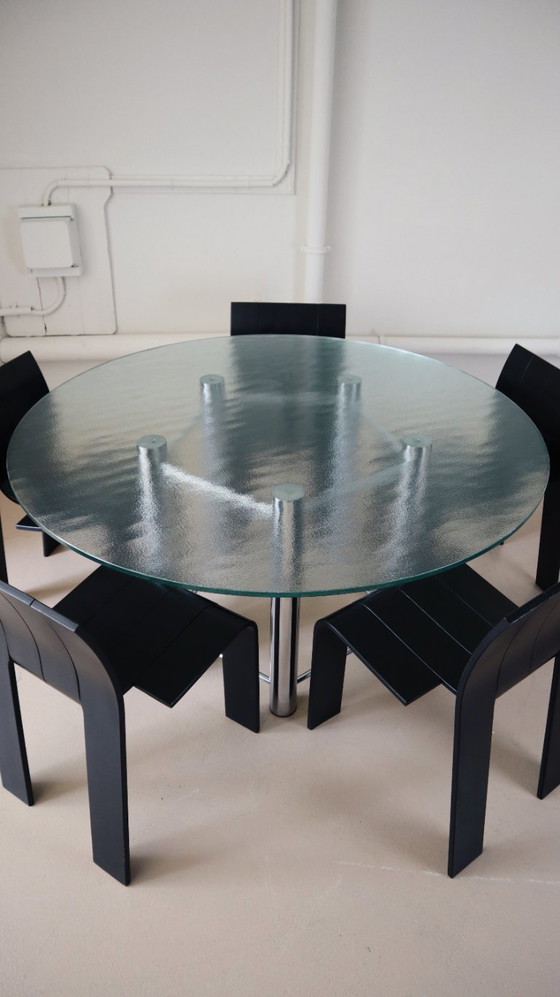 Image 1 of Sedie Black Strip Gijs Bakker, set di 4, Castelijn 1970