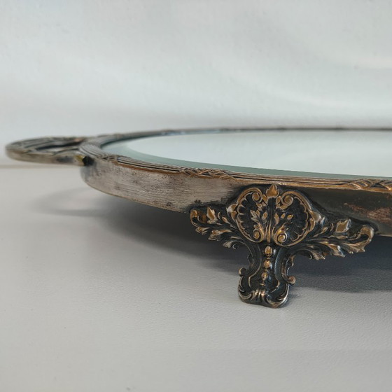 Plateau miroir argenté Art Déco, Carmen, Accessoires de table, Métal, Verre, Klassiek (photo 3 sur 8)