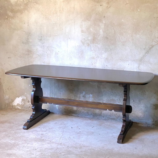 Rustic vintage 1960s solid elm table