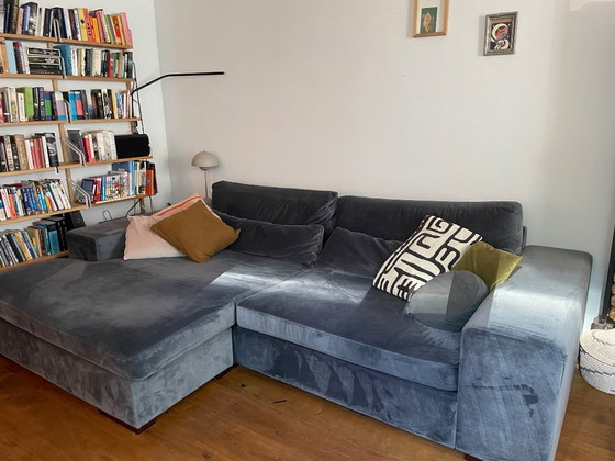 Mega blue velvet lounge sofa Homestock – Corner sofas, Wood (photo 2 of 8)