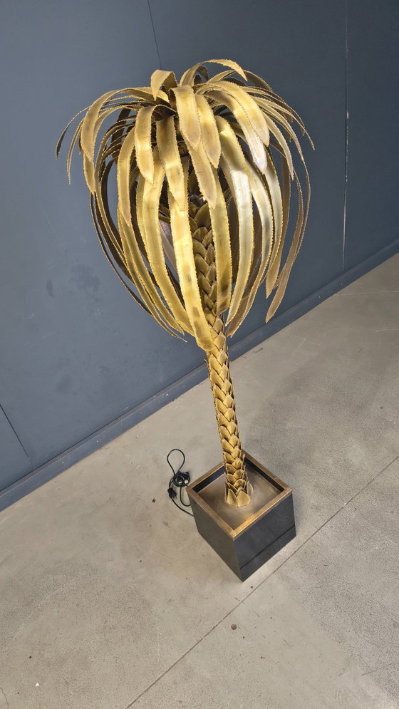 Image 1 of Messing vloerlamp in de vorm van een palmboom van Maison Jansen, jaren 70.