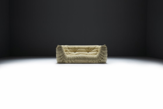 Image 1 of Originele Togo Medium Settee in beige leer 2007 - Michel Ducaroy - Ligne Roset