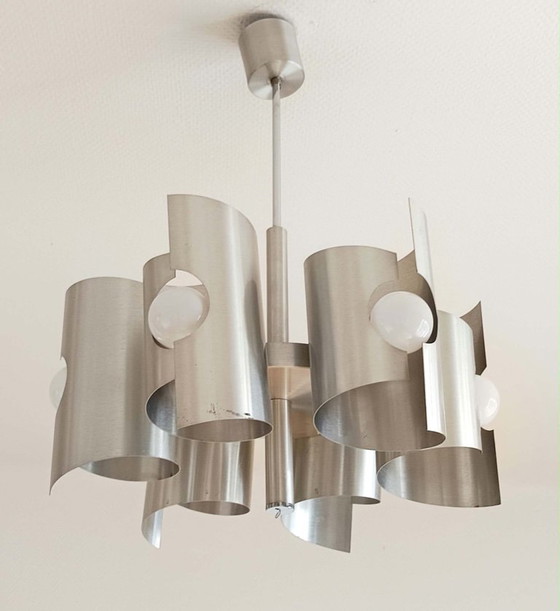 Space Age Chandeliers aluminum 1970 Polam Bielsko – Aluminium (photo 11 of 14)