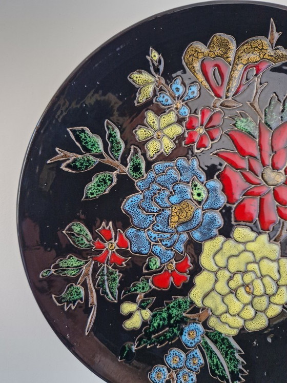 Image 1 of Ceramic wall plate.Enamelled-butterfly orientale technique