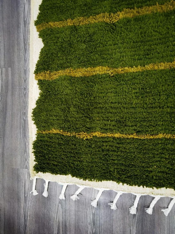 Tapis en laine pure vert artisanale traditionnelle taille 2/3 m – Accupunto, Wool (photo 6 of 8)