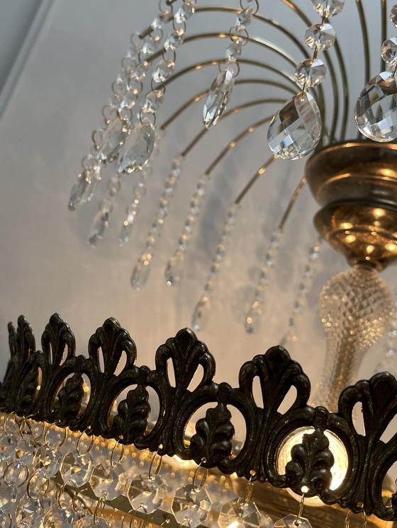 Image 1 of Lustre vintage en cristal de style Art Nouveau