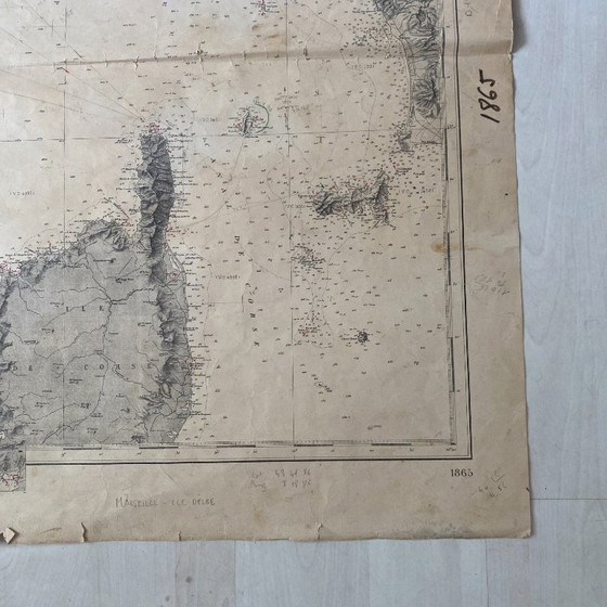 Image 1 of Old map of Marseille - Corsica - Elba Island, 1888