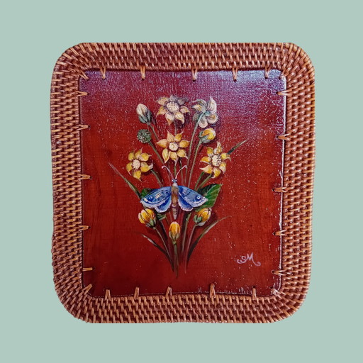 beautiful set of 4 napkins and a bowl.hand made