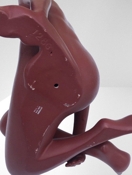 Image 1 of Cortendorf ceramic nude brown sculpture h. 35,5cm figure erotic naked woman model no. 1286 made in western germany vintage