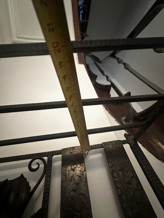 Image 1 of Art-Deco wrought-iron coat rack and Degue lamp