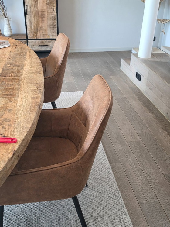 Image 1 of 8 cognac dining chairs