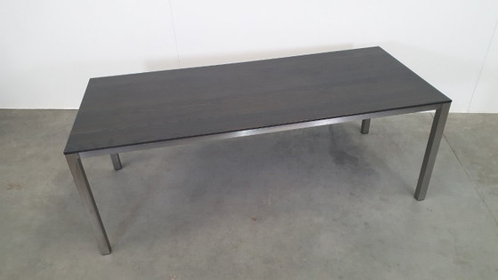 Image 1 of Arco Tisch aus reiner Eiche, geräuchertem Edelstahl, niederländisches Design, 210 x 90
