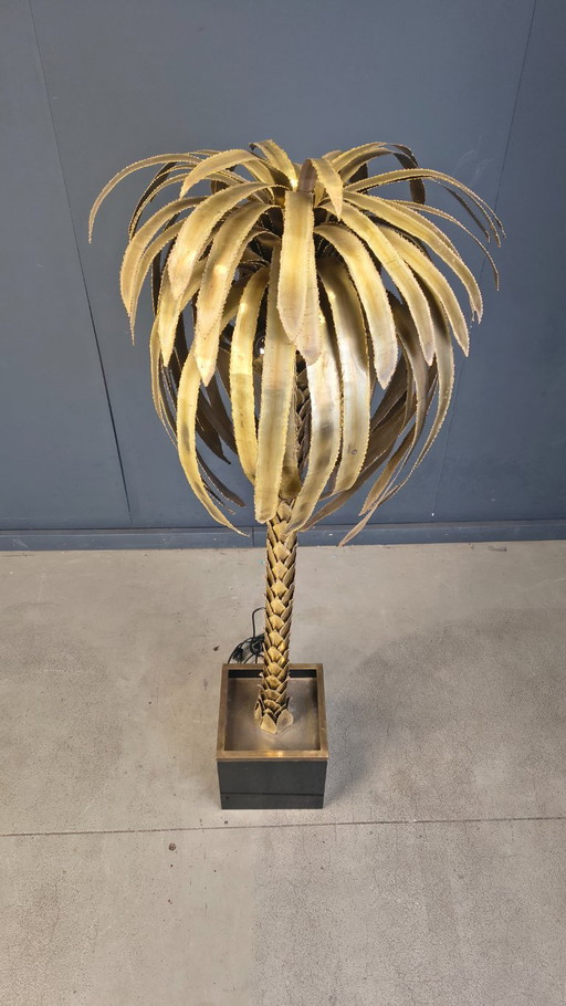 Messing vloerlamp in de vorm van een palmboom van Maison Jansen, jaren 70.