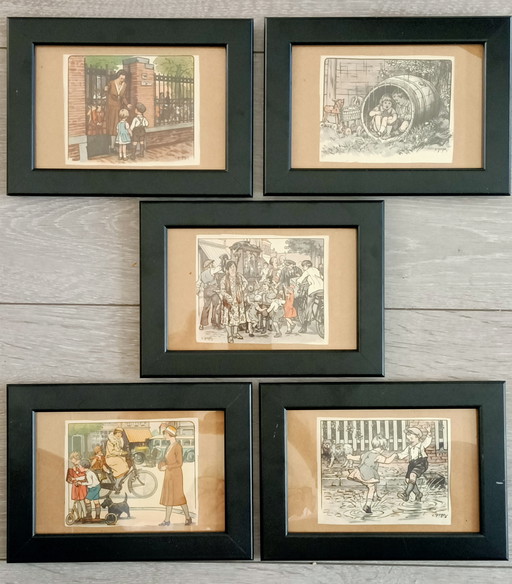 Vintage Ot and sien print set baby room, nursery, wall decoration