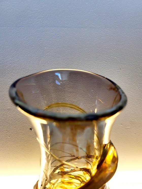 Image 1 of Val saint lambert Studio Cristal Vase, Alfred collard, Reliefdekor, signiert Lüttich, 1990er Jahre
