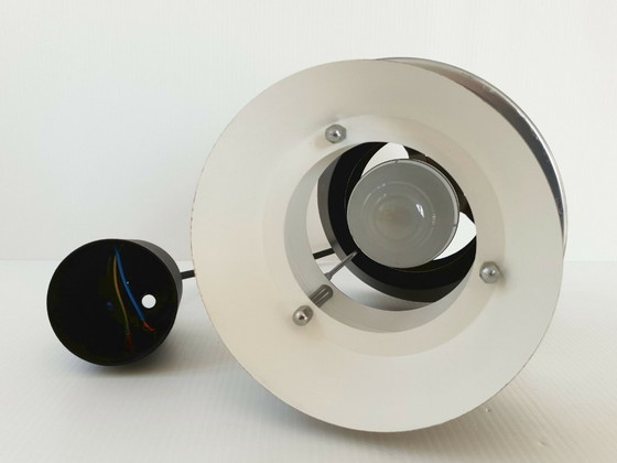 Image 1 of Lampada a sospensione vintage scandinava-danese degli anni '60 in acciaio laccato nero.