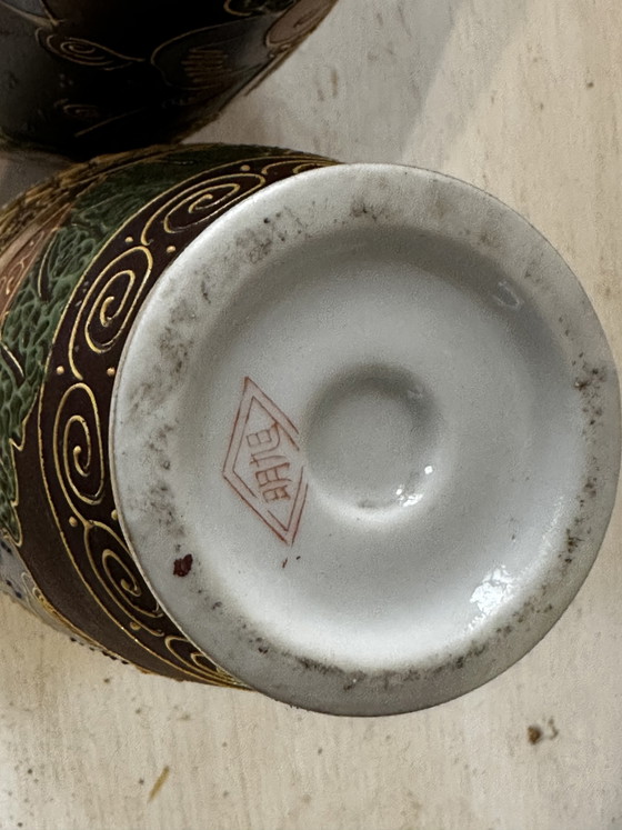Image 1 of 2 Japanese Satsuma Vases, 16 cm high