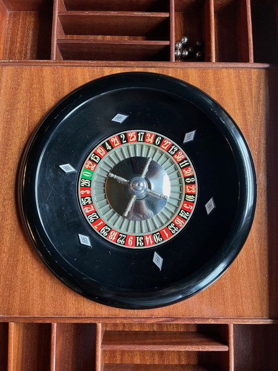 Image 1 of Tavolo multigioco intarsiato italiano di metà secolo in noce e mogano, c. 1960