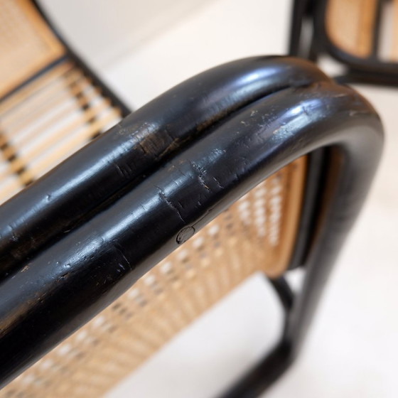 Image 1 of Design-Sesselpaar aus Bugholz und Korbgeflecht, Stil Jan Bocan