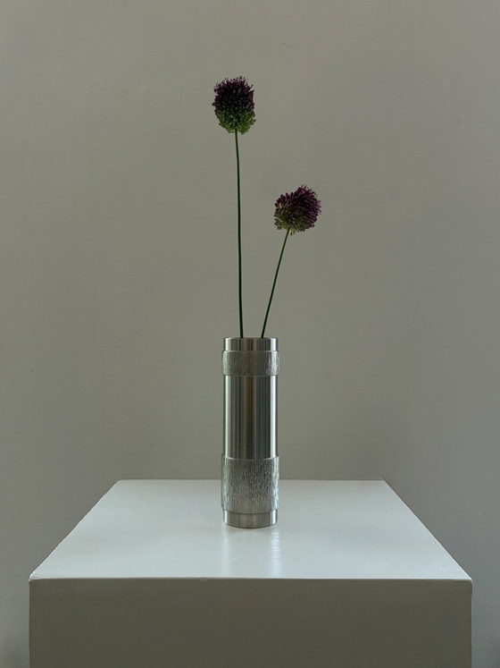 Vintage brutalist stainless steel vase (photo 4 of 4)