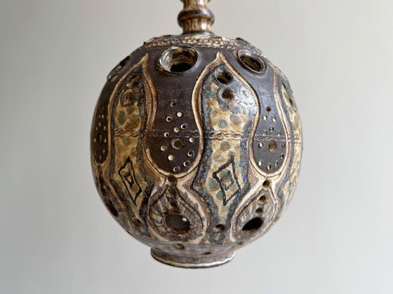 1x Rare Large Vintage Henk Jacobs Ceramic Pendant Lamp – Metal (photo 3 of 9)