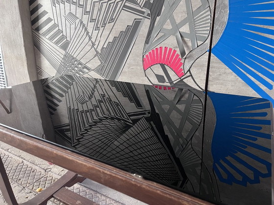 Tavolino da caffè Art Déco in legno scuro con piano in vetro nero | Vintage, Tavolini da caffè, Marrone (foto 3 di 5)