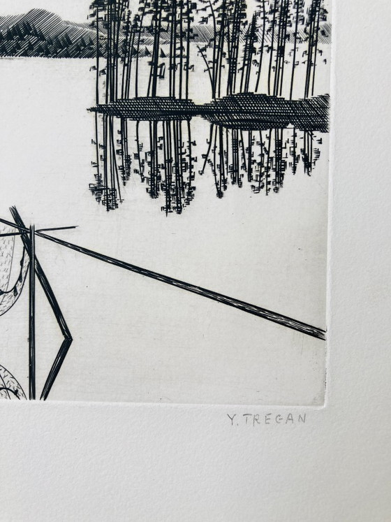 Image 1 of Yves Tregan - Vintage Ets - Abstract Landschap