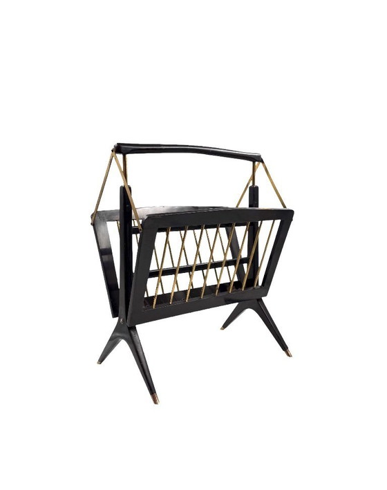 Image 1 of Zeitschriftenständer aus Messing im Mid-Century-Modern-Stil, Ico e Luisa Parisi, Italien, 1950