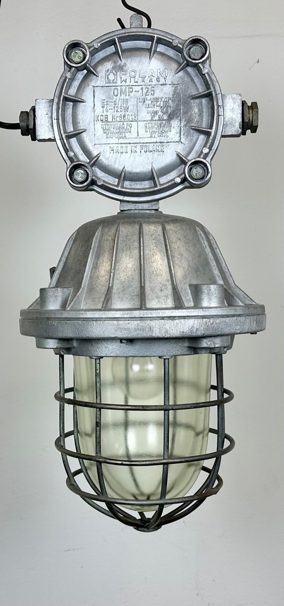 Image 1 of Large Industrial Cast Aluminium Cage Pendant Light, 1970s