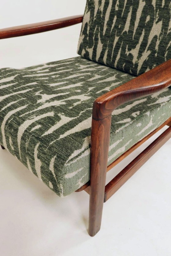 Image 1 of Poltrona vintage con cuscini verdi, design classico MCM Lounge Chair, 1960, Polonia