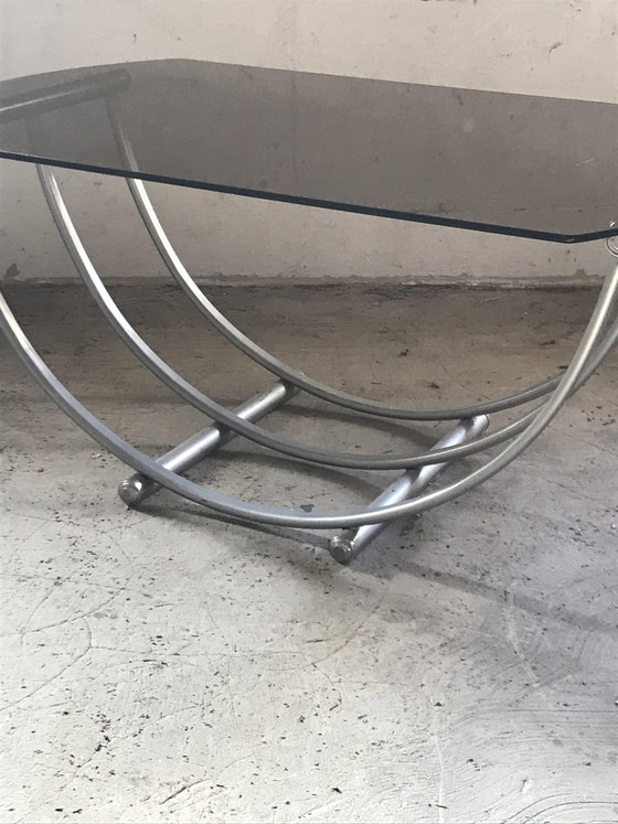 Italian Bauhaus Style Coffee Table in Smoked Glass, 1960s – Coffee table books (photo 7 of 7)