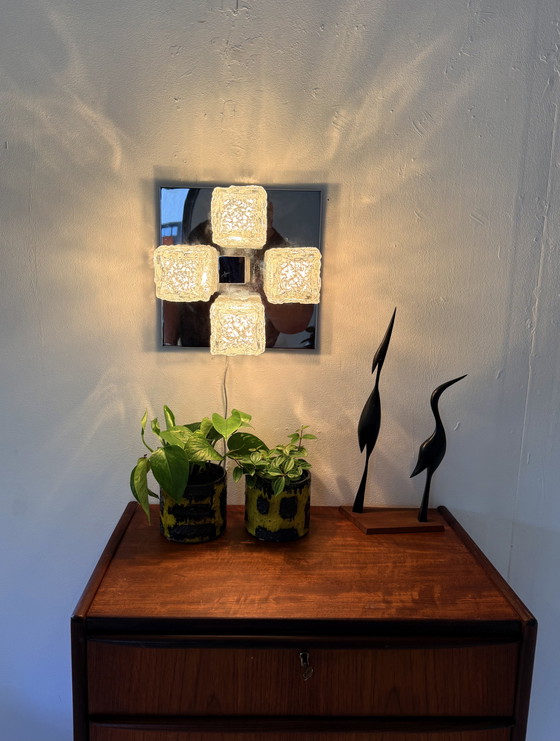 Image 1 of Lampada da parete/soffitto vintage in cromo e vetro ghiaccio, Hillebrand '70