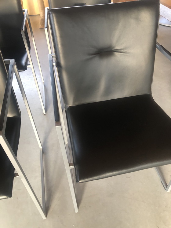 Image 1 of Arco Frame chairs 4 pcs black leather/aluminum