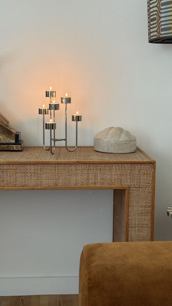 Image 1 of Tommy Larsen Design of Denmark Chandelier en acier inoxydable chromé Design danois