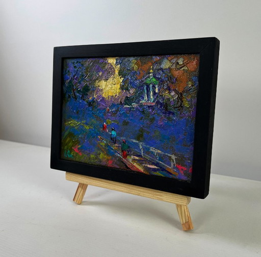 Original Oil Painting Summer Nature Landscape Warm moments among loved ones