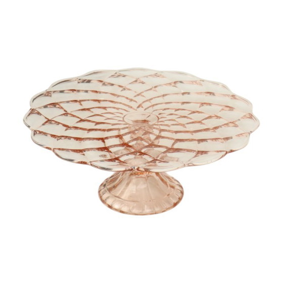 Image 1 of Pink Cake Stand Art Deco Diamond Pattern