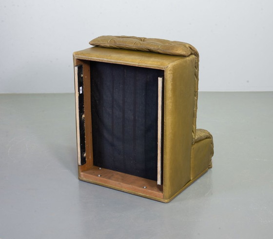 Image 1 of Sofá modular De Sede DS11 de cuero con parches verde oliva, diseño de mediados de siglo, 6 elementos. Suiza, años 70.