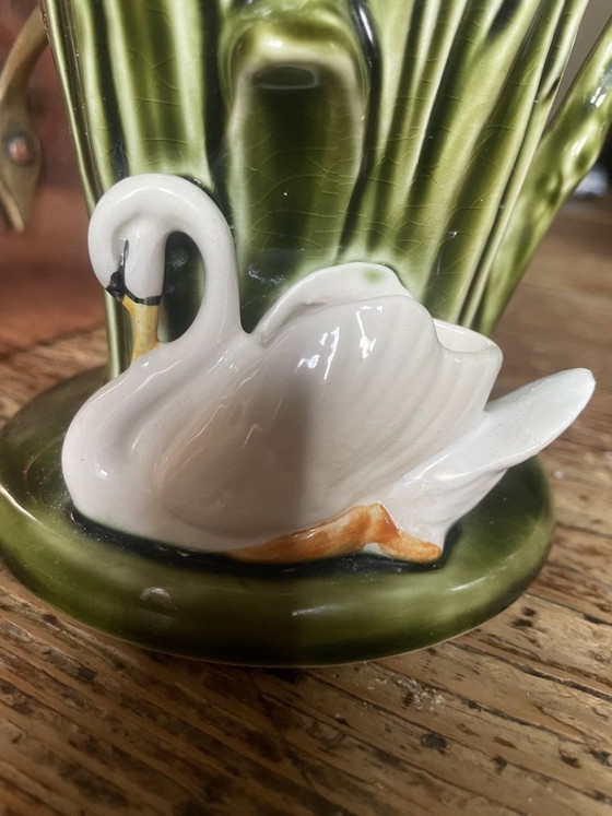 Image 1 of Vintage SylvaC Swan & Bulrush Vase - Model 4375 - Made in England
