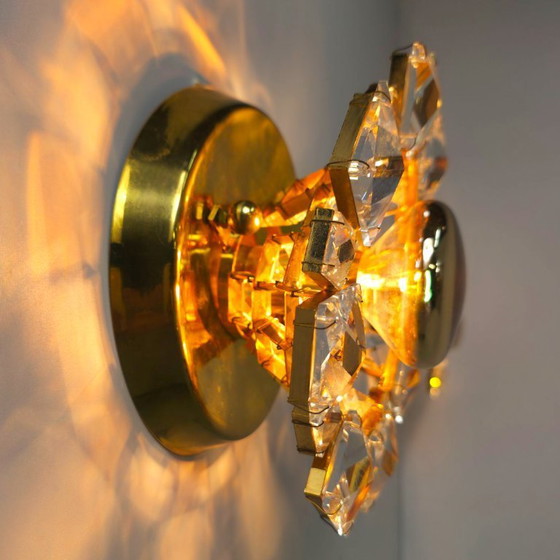 Image 1 of Lámparas de pared Palwa Alemania. Cristal dorado de mediados de siglo, años 70.