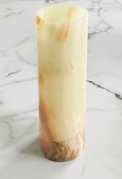 Onyx marble cylinder vase