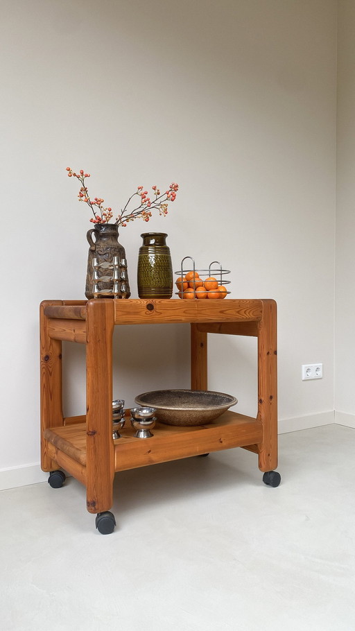 Vintage pine wooden trolley