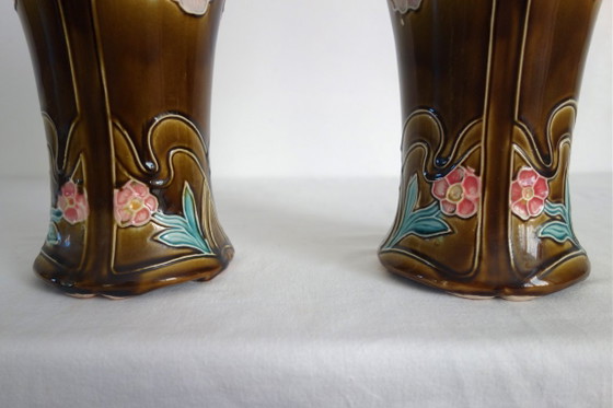 Art Nouveau Vases and Cache-Pots by De Bruyn, 1920s, Decorative Objects, Ceramic, Brown (photo 7 of 15)