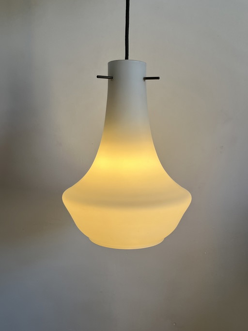 Opal glass pendant light in the Stilnovo style, 1960s Italy
