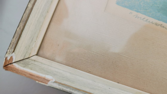 Image 1 of La société Kleurrijk Industriële Vormgeving Houtdruk Gesigneerd 1961 'Meeuwen' (en anglais)