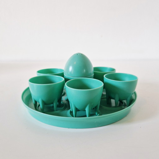 Fifties bakelite egg cup set mint green egg cup set 1950s