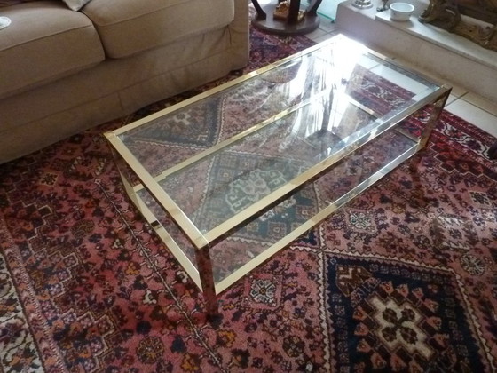 Image 1 of TAVOLINO DA CAFFÈ IN VETRO E OTTONE