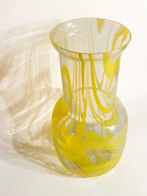 1980s Yellow and Clear Murano Glass Vase – vazen (photo 2 of 9)
