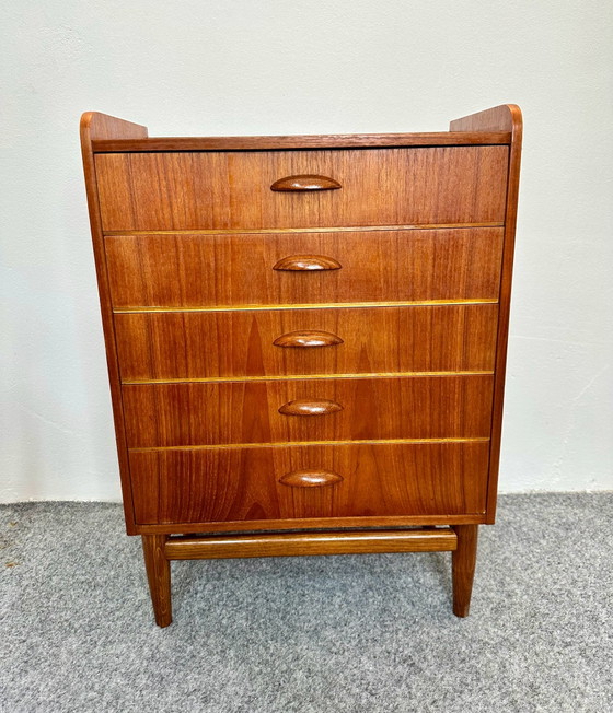 Cassettiera in teak Mid Century anni '50 '60 Design danese, Cassettiere, Legno, Marrone (foto 11 di 11)