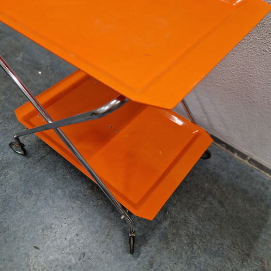 Image 1 of Carrello da tè arancione vintage Barcart degli anni '70